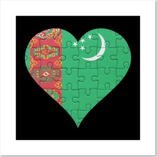 Turkmenistani Jigsaw Puzzle Heart Design - Gift for Turkmenistani With Turkmenistan Roots Posters and Art